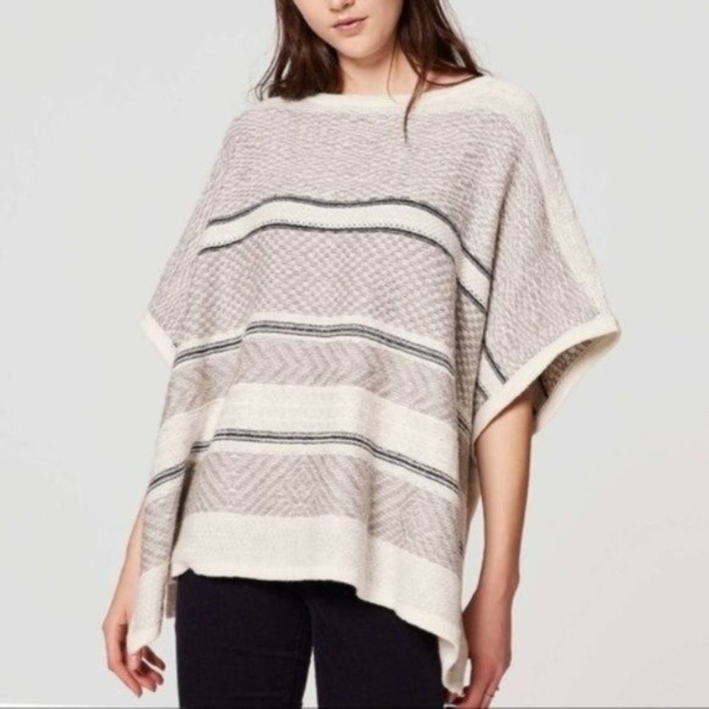 LOFT Wool Blend Jacquard Poncho